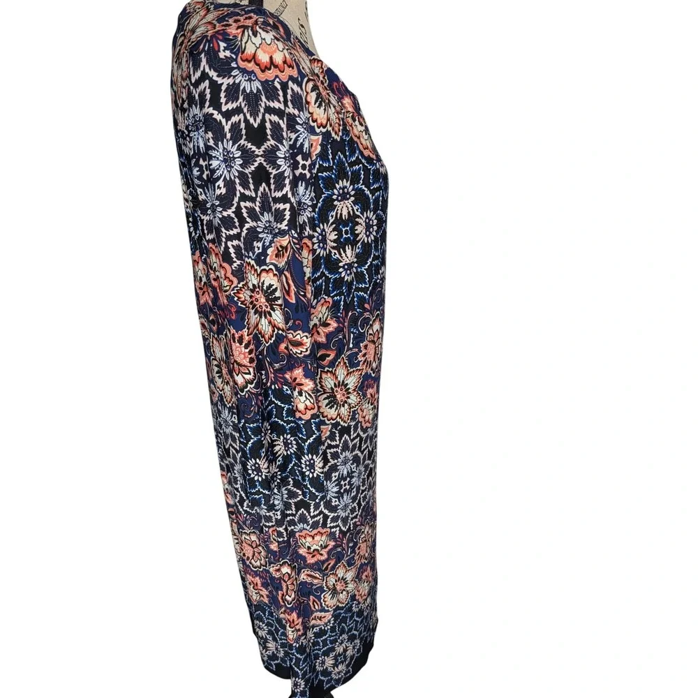 Laura‎ Jeffries Womens Navy Blue Coral Floral Medallion Sheath Dress Size 12